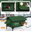 100% Waterproof Heated Cat House for Outdoor Cat with Safe Escape Door, Cat Bed Weatherproof Cat Shelter Kitty with Cat Heating Pad, Insulated Warm House for Feral Cat(Green, 24"x16"x20.2")