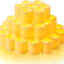 Homemory 50Pack Flickering Flameless Votive Candles,200+Hour Electric Fake Candles,Battery Operated LED Tealight for Wedding,Outdoor,Table,Halloween,Christmas Decor(Warm White,Battery Included)
