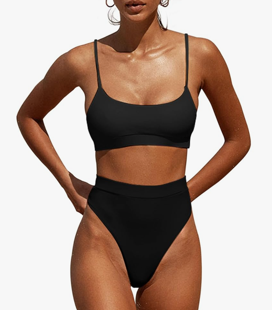 MELYUM High Waisted Bikini Sets for Women Two Piece Swimsuit Tummy Control Bathing Suit Cheeky Bottoms Push Up Top, M