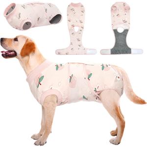 Kuoser Recovery Suit for Dogs Cats After Surgery, Professional Pet Recovery Shirt Dog Abdominal Wounds Bandages, Substitute E-Collar & Cone,Prevent Licking Dog Onesies Pet Surgery Recovery Suit (Large (Back:16.1-20.1'', Weight:23-48 LB), Light Pink)
