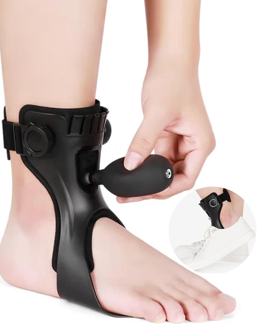 AFO Drop Foot Brace for Walking - Upgraded Inflatable Version, More Comfortable & Efficient, Adjustable Foot Drop Orthotic Brace, Achilles Tendonitis, Plantar Fasciitis, Stroke, TBI, ALS, MS, Bone Fracture, AFO (Medium, Right)