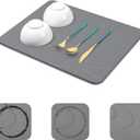 Stone Dish Drying Mat for Kitchen Counter - 18"x14" Dirt-Resistant Quick Drying Fast Absorbent Non-Slip Diatomite Mat, Natural Diatomaceous Earth Dish Drying Pad for Dish Rack (Dark Gray)