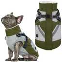 IECOii Dog Coat with Harness Built in - Green, Large - Waterproof Winter Coat, Fleece Lined Snow Jacket for Dogs XL