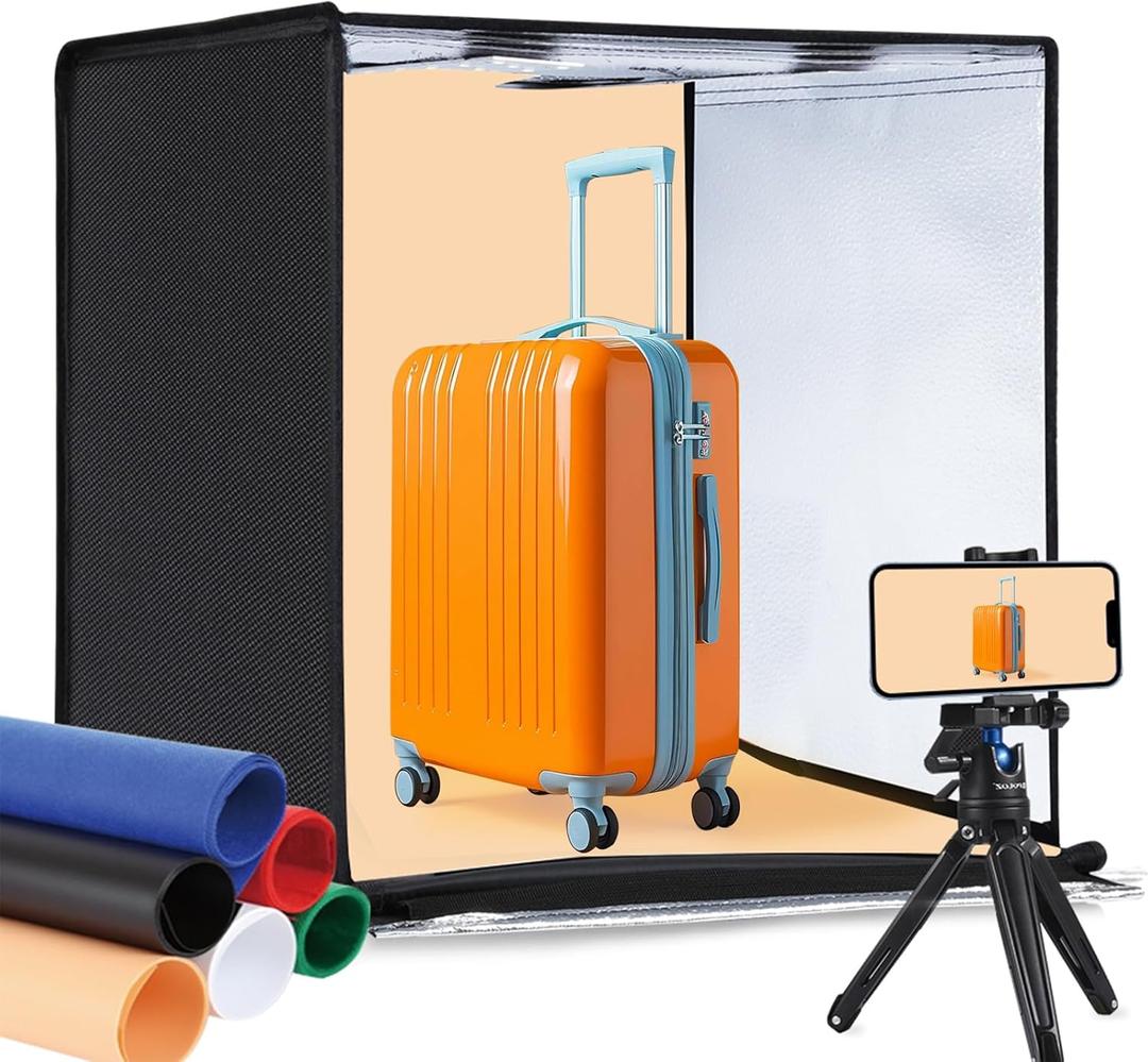 PULUZ Light Box 24x24in, Portable Photo Studio Light Box with 120 LED Lights 6 Color backdrops Professional Photography Lighting Tent Kit for Big Product Photography Lightbox (2424 inch)