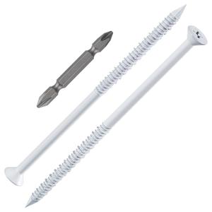 WenSilon(30 PCS) 1/4" x5 White Concrete Screw Anchor White Flat Head for Anchoring to Masonry, Block or Brick Stucco