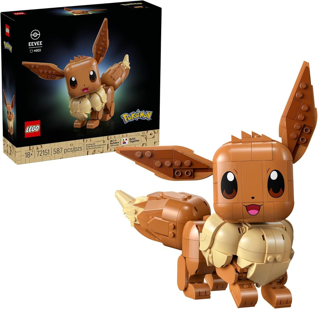 LEGO Pokmon Eevee - Collectible Building Set for Adults, Ages 18+ - Posable Pokmon Figure for Display - Desk, Bookshelf or Home Office Decor - Gift for Men & Women - 72151