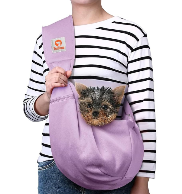 Tomkas Dog Sling Carrier for Small Dogs Puppy Carrier for Small Dogs (Black, for Pets Weight 2-7 lbs)