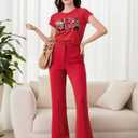 Valentines Shirts for Women Valentine Day Cute Leopard Truck Graphic Women Tee Love Heart Graphic Tops