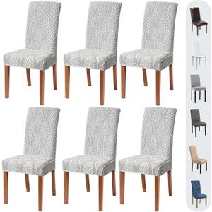 Chair Covers for Dining Chairs, Dining Room Chair Covers Set of 6, Stretch Kitchen Chairs Covers, Removable Washable Dining Chair Covers for Home Kitchen Banquet Hotel Ceremony (6PCS, Grey)