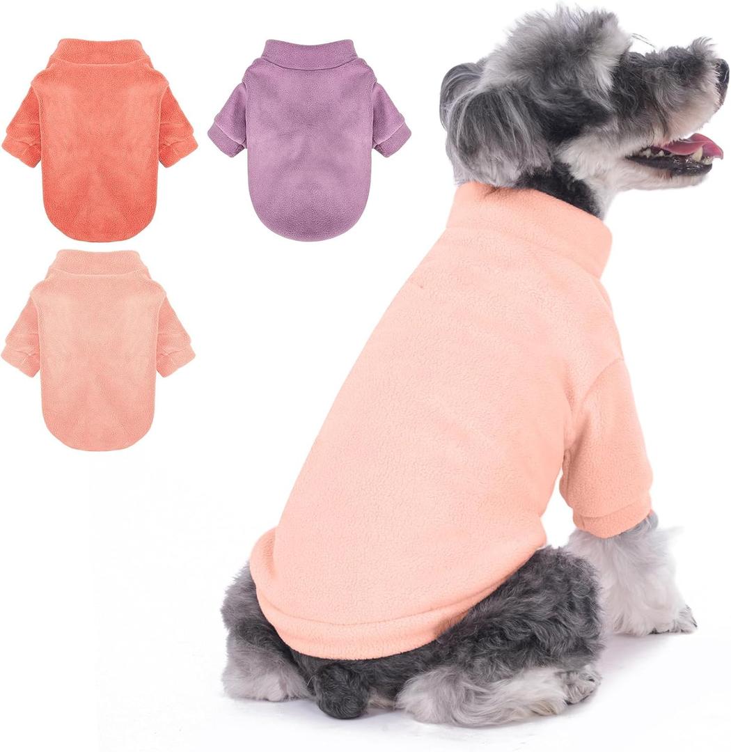 GYALAPERI Dog Sweater, 3 Pack Dog Sweaters for Small Dogs Girl Boy, Ultra Soft Warm Puppy Clothes Dog Coat for Winter (Rose+Lt Pink+Lt Purple, Small)