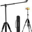 Elitehood Phone Tripod for Overhead Video Recording Updated Horizontal 59-inch Adjustable Tripod for iPhone with 25in Long Extendable Arm, 360 Rotation iPhone Stand Holder for Overhead Recording