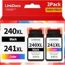 LinkDocs 240XL 241XL Remanufactured Ink Cartridges Replacement for Canon PG-240XL CL-241XL 240 XXL 241 XL work for MG3620 MG3600 MG3220 MG3222 MG2120 TS5120 MX472 Printer (2 Pack, Black & Tri-Color)