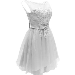 Floral Lace Strapless Bridesmaid Dresses Short Prom for Women Evening Slim Wedding (Larger Size Recommended) (Grey) Size 12