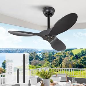 KBZZ 36 Inch Black Ceiling Fan without Light,6 Speeds,Reversible Silent DC motor,3 ABS Blades,Modern Ceiling Fan No Light,Ceiling Fan with Remote for Indoor Outdoor Farmhouse Bedroom Patio Kids Room