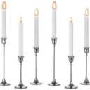 Candlestick Holder for Taper Candles Hi-Q Candle Holders (6PCS, Silver)