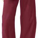 Womens Elastic Waist Ankle Pants Baggy Curved Tapered Leg Barrel Travel Pants with Pockets, S