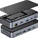 USB C Hub with M.2 SSD Enclosure, New Upgrade ORICO 10-in-1 USB-C Docking Station with Built in fan, 10Gbps USB 3.2 Gen2 M.2 NVMe SSD Reader, Support 4K@60Hz HDMI, 100W PD, Ethernet, SD/TF - DPM2P9-V1