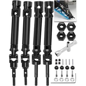 4PCS Stainless Steel Drive Shaft CVD Upgrades Part for 1/10 Stampede VXL 4X4,Rustler VXL 4X4,Slash VXL 4X4 Platinum Ultimate,Hoss VXL 4X4 4WD,ARRCat Front Rear #45 Drive Shaft with Hex,Black