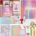 DIY Journal Kit for Girls, Great Gifts for 8 9 10 11 12 13 14 Year Old Girls, Stationary Scrapbook & Diary Supplies Set, Art and Crafts for Kids, Ideal Christmas Birthday Gifts Stuff for Girl