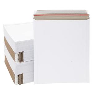 Juvale 100 Pack Thick Stay Flat Rigid Mailers 12.75x15 with Self Adhesive Seal, 550 GSM Bulk White Cardboard Envelopes for Shipping, Mailing