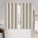 MIULEE 100% Blackout Linen Curtains for Bedroom 52x63 Inches Birch