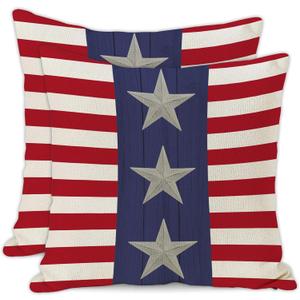 JOOCAR 4th of July Pillow Covers 26x26 Inch Set of 2 American Flag Stars and Stripes Throw Pillow Cases Patriotic Independence Day Cushion Covers for Sofa Couch Bed (Red Blue White) JOOCAR 4th of July Pillow Covers 26x26 Inch Set of 2 American Flag Stars and Stripes Throw Pillow Cases Patriotic Independence Day Cushion Covers for Sofa Couch Bed (Red Blue White)