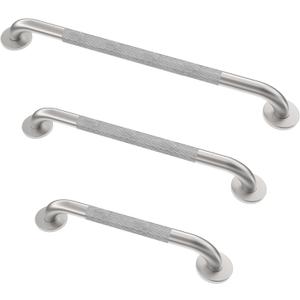 Grab Bar Bundle for ADA Compliance, Brushed Stainless Steel 1.5" Diameter 3-Piece Set (18", 36", 42") for Commercial Restrooms & Shower Safety Bars for Seniors with Knurled Grip