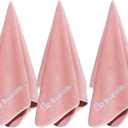 Microfiber Gym Towels Bigger Size Super Soft for Exercise Fitness, Sports, Workout, 380-GSM 15-Inch x 31-Inch Quick-Drying Towels (3 Pack, Pink)