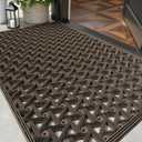 Color&Geometry Door Mat Outside Entrance with Drainage, Rubber Heavy Duty Dirt Trapper Waterproof Outdoor Welcome Mat, Outdoor Mats All Weather for Front Back Door Patio Entryway Entry, 19"X30" Brown
