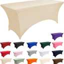 2-Pack 8ft Spandex Table Covers for Rectangle Folding Tables - Washable Elastic Tablecloth - Ultimate Fitted Table Protector for Birthday Parties, Trade Shows, Banquet