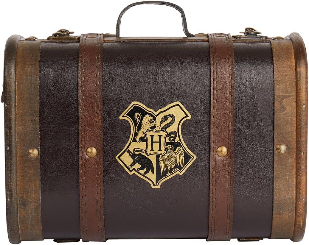 Harry Potter Hogwarts School Trunk - Mini 9 Collectible Storage Case with Hogwarts Crest - Official Wizarding World Prop Replica & Decorative Keepsake Box - Desktop Organizer