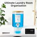 1 Glass Laundry Detergent Dispenser with Bamboo Lid - 120 Oz Liquid Detergent, Laundry Soap & Fabric Softener Dispenser for Laundry Room Organization and Storage with 1 Cups & 4 Labels