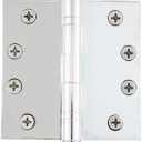 Nostalgic Warehouse 746099 4" Steeple Tip Heavy Duty Square Corners Door Hinge, Bright Chrome