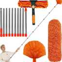 20+ Feet High Reach Dusting Kit with 3-14 ft Extension Pole //2 in 1 Window Cleaning Kit // High Ceiling Duster // Cobweb Microfiber Duster // Outdoor & Indoor Extendable Duster Cleaning Kit