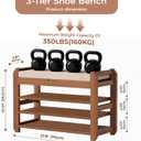 27.6" Entryway Shoe Rack Bench with Cushion, 3-Tier Storage Bench
