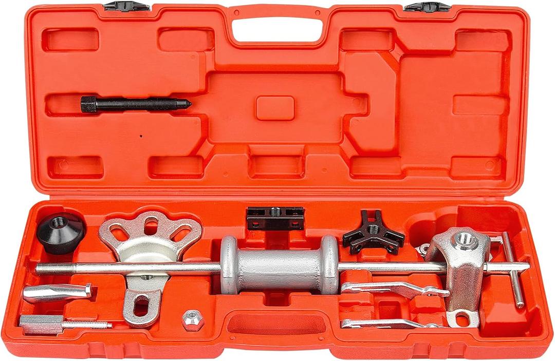 9-Way Slide Hammer Puller Set, Front Wheel Hub Bearing Remover & Rear Wheel Axle Hub Dent Shaft Puller Tool Kit Wheel Bearing Removal Tool (Red)