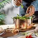 DEMMEX 1.2MM Thick Hammered Copper Soup Pot Stew Pan Casserole Dish, 3 Quarts (7.8" x 4")