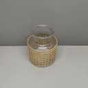 Bloomingville 8"H Glass Vase with Decorative Cane Sleeve