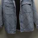 Denim Jacket for Women Fashion Solid Oversized Long Sleeve Button Down Shacket Jacket Coat with Pockets, L