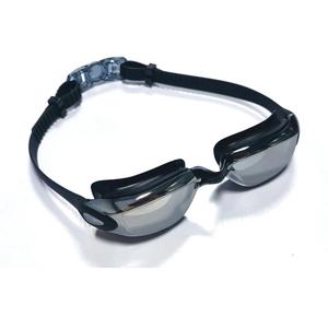 Professional swimming goggles, black frame, adjustable swim strap, training (Black ash)
