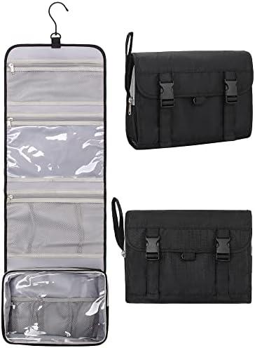 Relavel Travel Hanging Toiletry Bag for Men Women Travel Kit Shaving Bag Waterproof Large Makeup Bag Wash Bag Makeup Organizer Cosmetic Case for Bathroom Shower Black