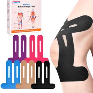 IEADEN Precut Kinesiology Tape for Knees, 10 Pcs, 5 Colors - Knee Support & Stability, Knee Pain Relief Athletic Tape - Waterproof & Elastic, Breathable Hypoallergenic Latex-Free Tape