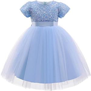 TTYAOVO Girl Flower Pageant Princess Party Tulle Dress (3-4T, 737_c Blue)