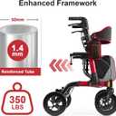 Walkers for Seniors, Rollator Walker with Seat, 350 lb Weight Capacity, 18" Big Seat, 8" All-Terrain Wheels, 6-Level Adjustable Height, Lightweight Aluminum Frame Rollator Walkers for Seniors (Red)