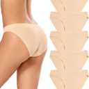 Voenxe Women Bikini Underwear,Seamless Breathable Ladies Panties,No Show Comfortable Briefs Undies,Invisible Hipster,5-Pack (Small)