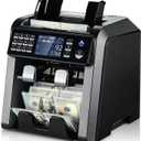 MUNBYN IMC08 Dual Money Counter Machine Mixed Denomination with Reject Pocket, Value Counting, Counterfeit Detection 2 CIS/UV/MG/IR, Sort&Print Enabled Cash Counter, Mixed Bill Counter (Black), 30.2 x 23.9 x 19.5 cm