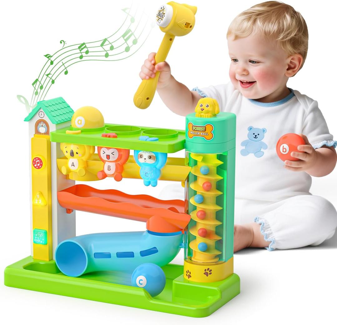 Pound A Ball Musical Toy for 1-2 Year Old Boy Girl Gifts, Interactive Learning Toy for Baby 6-12 Months, Early Development Toy for Toddlers 12-18 Months, 1st Birthday Present for One Year Old (Green)