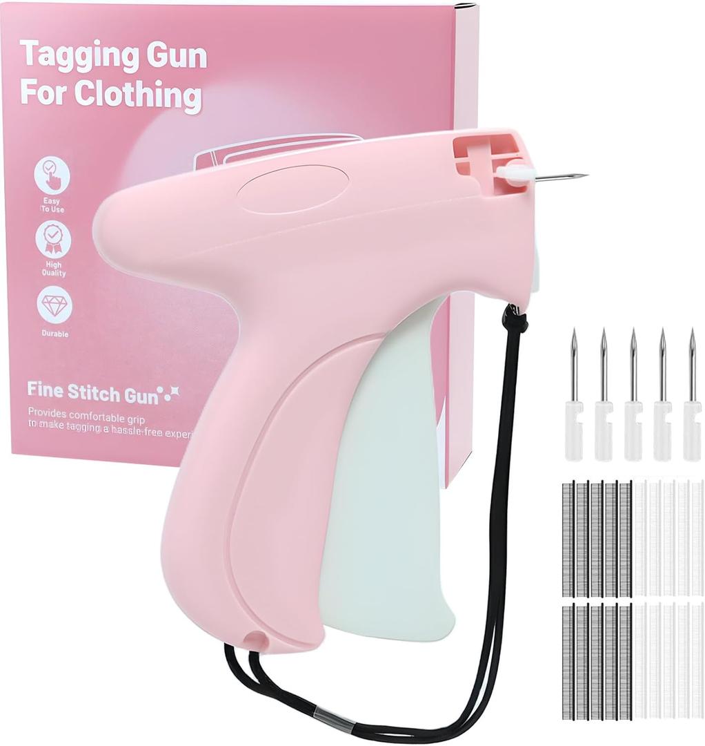 Stitch Gun for Clothes Handheld with 6 Needles, 1000 Black & 1000 White 5mm Mini Fasteners - Quick Clothing Fixer Micro Tagging Gun for Garments
