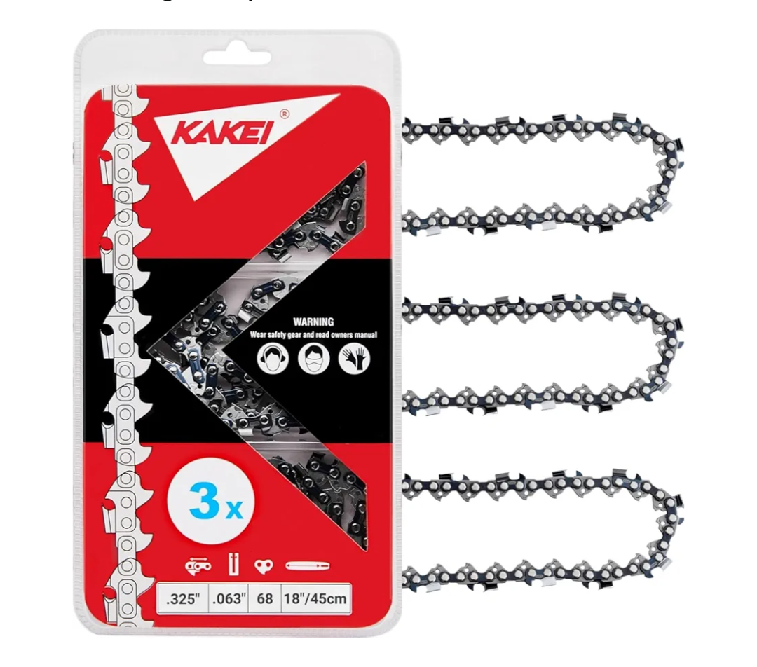KAKEI Stihl Chainsaw Chain 18 Inch .325" Pitch .063" Gauge 68 Drive Links- 26RS 68 Fits Stihl (PRE 2023 .063" Gauge) 025, MS250, MS251, 3005 008 4717-36390050068, V68 (3 Chains) - Full Chisel