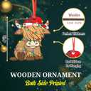 3 x Highland Cow Ornament, Wooden Cow Christmas Ornament, Gifts for Cow Lovers, Highland Cow Gifts for Women Men, Highland Cow Christmas Decorations Keepsake